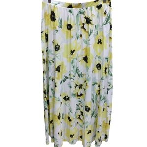 Cato Yellow and Green Floral Maxi Skirt Size Medium